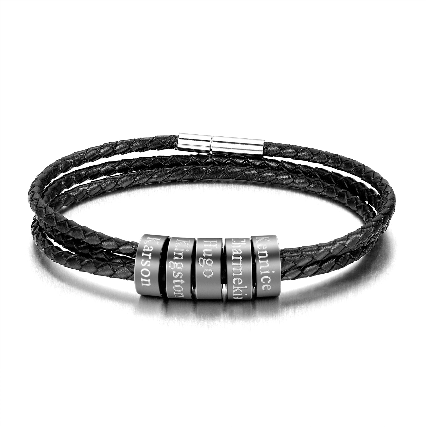 Pulseira Em couro Masculina - Nomes personalizável
