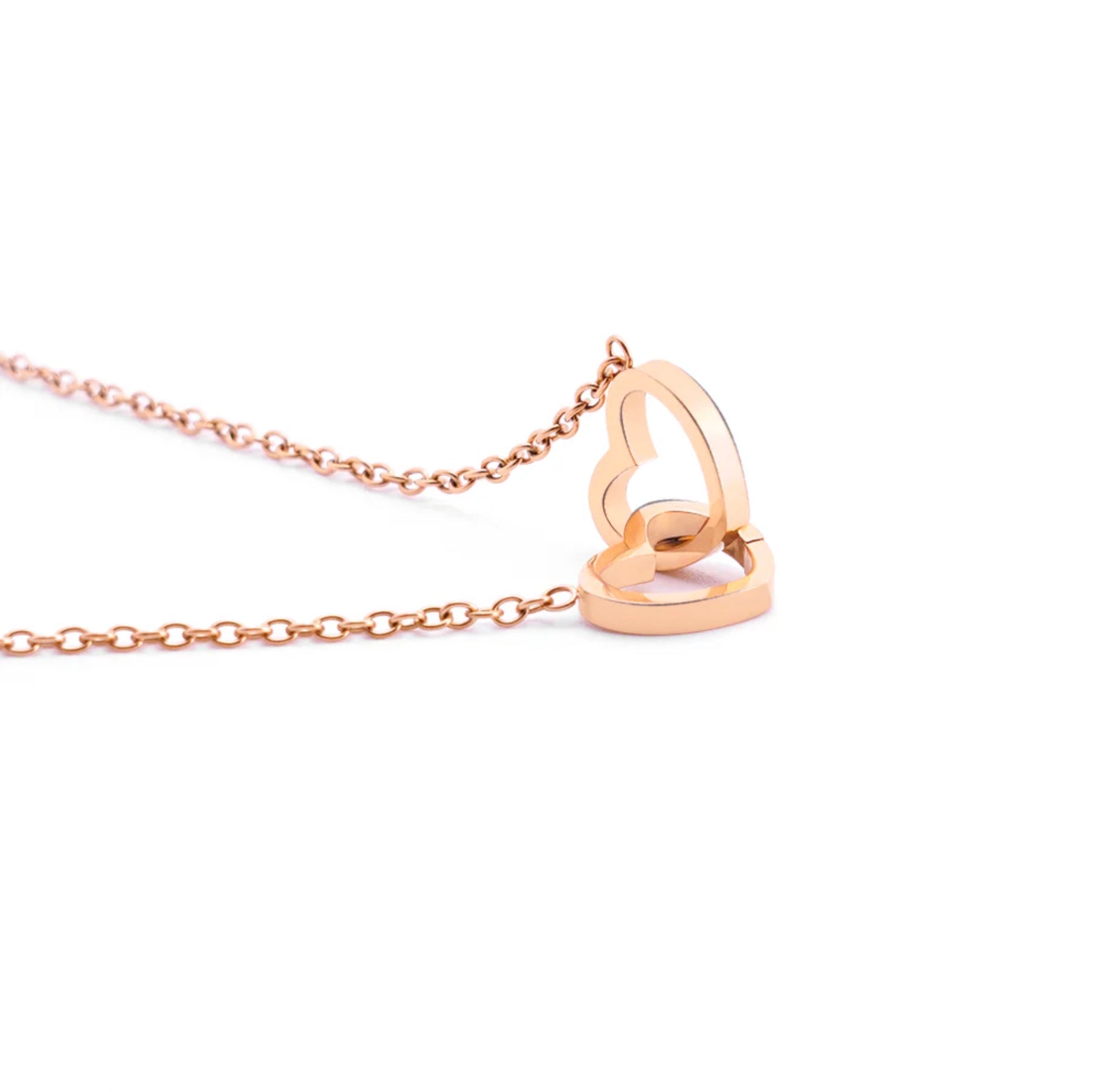 Colar Coração unido com caixa rotativa e rosa preservada