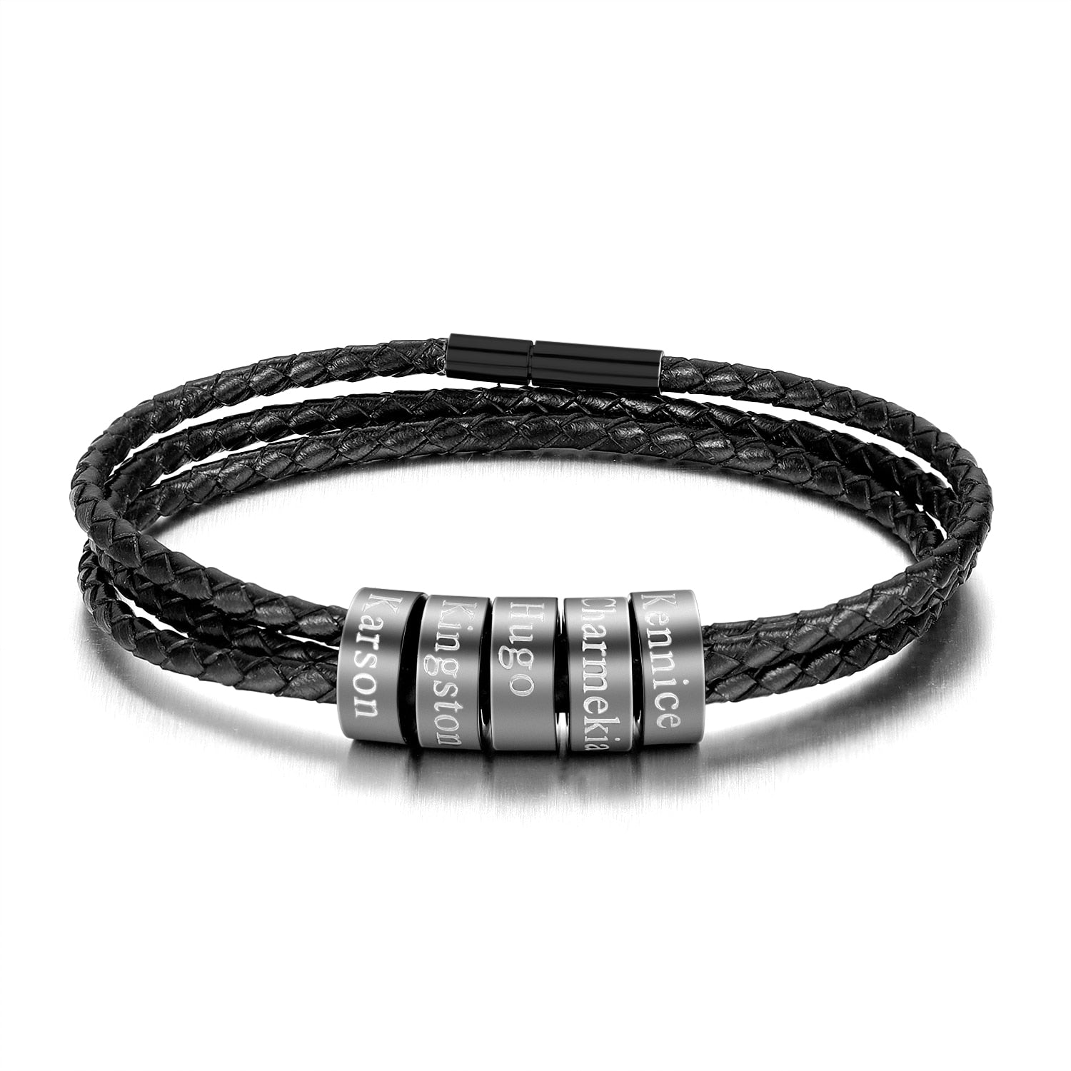 Pulseira Em couro Masculina - Nomes personalizável