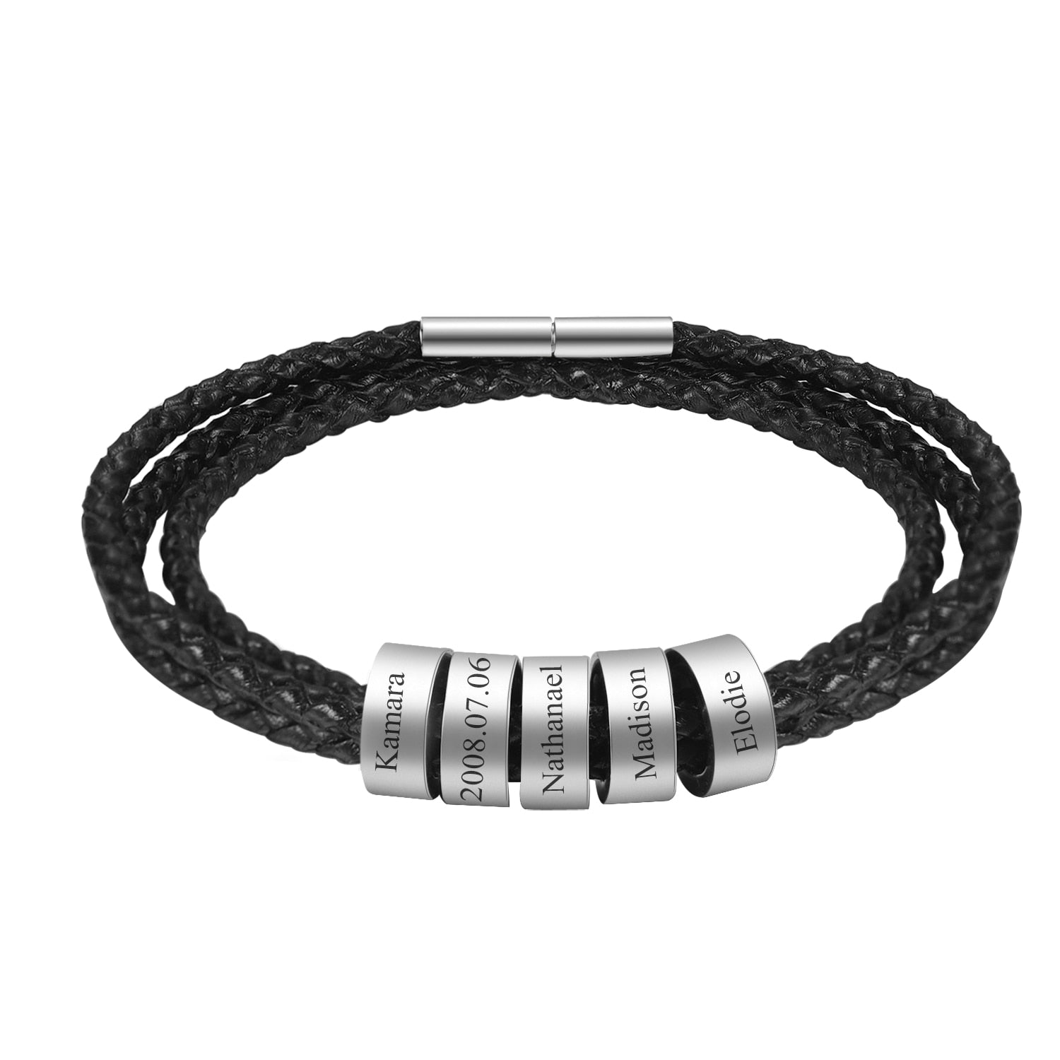 Pulseira Em couro Masculina - Nomes personalizável