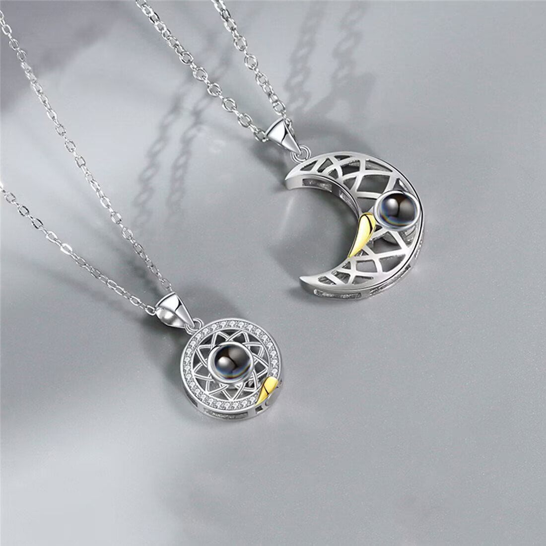Colar Sol & Lua - Kit Casal Personalizado com Foto